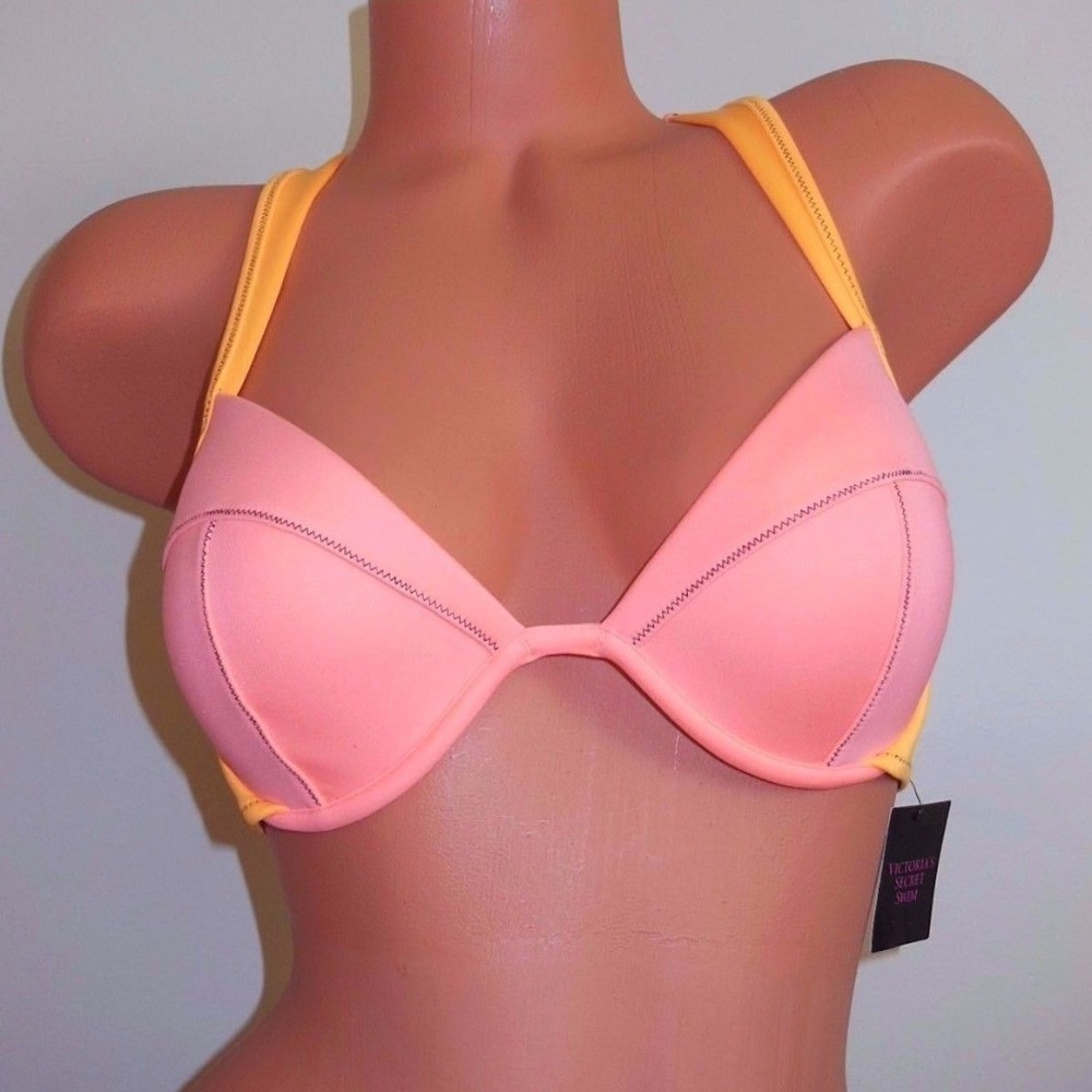 VICTORIA SECRET SWIM Neoprene Zip T-back Bikini Swim Top NEW w/Tag
